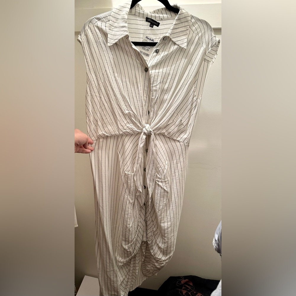 Shinestar White Striped knee length Dress